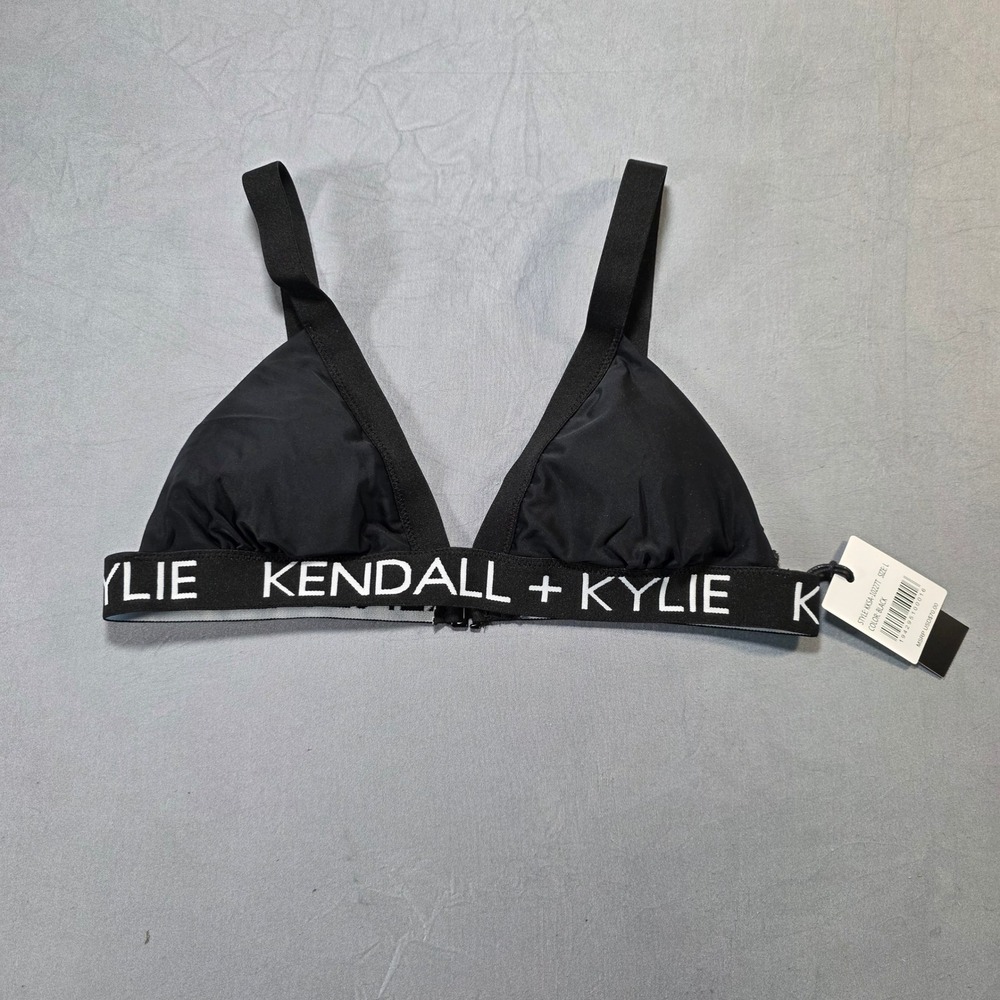 Kendall‎ + Kylie Black Logo Triangle Bikini Set High Cut Strappy KKSA-10227 New - Picture 11 of 12